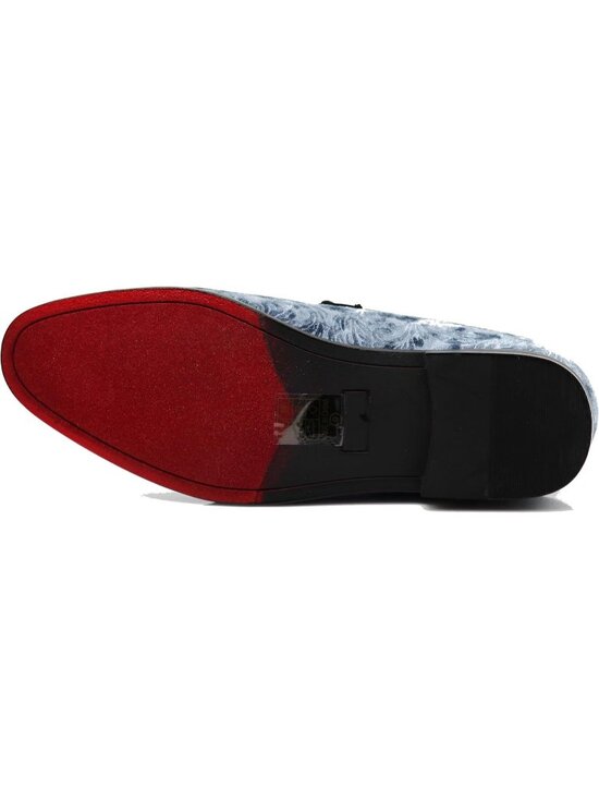 Men\'s Plain Grey Vintage Velvet Loafers Slip On Classic Tuxedo Dress Shoes main image 6